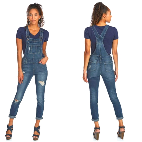 EUC DECONSTRUCTED DENIM OVERALLS SIZE 9 - Picture 1 of 7